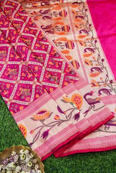 Introducing Khinkhwab's enchanting Katan Silk collection, designed to captivate your heart. Explore the allure of our meticulously crafted handloom sarees, featuring an exclusive gharchola design pattern from patola collection. Luxury Saree With Woven Motifs For Diwali, Luxury Woven Motif Dupatta For Puja, Luxury Katan Silk Dupatta With Bandhani Print, Luxury Katan Silk Fabric With Pallu, Banarasi Katan Silk Saree, Katan Silk Saree, Jacquard Loom, Katan Silk, Silk Thread