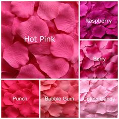 different shades of pink, hot pink, raspberry, and purple gum paper flowers