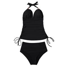 Sunset and Swim Two Pieces Bikini Set Solid Swimsuit Woman Tummy Control Strap Swimming Suit Monokini Swimwear Swimsuit Women Slimming swimsuit to make you look thinner, Swimsuit plus size, Slimming Swimsuit, Control One Piece Tankini, Swimsuit for big tummy This is a split swimsuit, not a one-piece B4543 Fitted Black Tankini For The Beach, Black One-piece Tankini For Pool, Black Fitted Halter Neck Swimwear, Black Lined Swimwear For Pool, Black Tankini For Pool And Beach Season, Pool Tankini With Triangle Top And Lined Body, Triangle Top Tankini For Pool, Black Beachwear Tankini For Swimming, Black Tankini With Built-in Bra For Pool