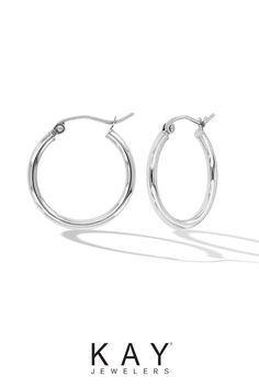 Work From Home Video, Tube Hoop Earrings, Home Video, Chic Earrings, Kay Jewelers, Sterling Silver Hoop Earrings, Earring Backs, Work From Home, Silver Hoop Earrings