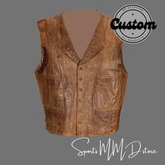 Vintage-Inspired Distressed Leather Vest This handcrafted leather vest is a timeless piece designed for the modern man with a rugged aesthetic. Crafted from premium cowhide leather, it offers a durable and authentic look. The distressed detailing adds a touch of vintage charm, while the practical pockets provide ample storage. Key Features: Premium Cowhide Leather: Ensures durability and a luxurious feel. Distressed Design: Adds a vintage and rugged look. Outer and Inner Pockets: Provides conven Classic Fitted Leather Vest, Fitted Leather Vest Outerwear, Fitted Leather Winter Vest, Fitted Leather Vest For Winter, Rugged Fitted Vest Outerwear, Fitted Sleeveless Rugged Outerwear, Fitted Sleeveless Leather Outerwear, Fitted Sleeveless Leather Jacket, Rugged Leather Vest Outerwear