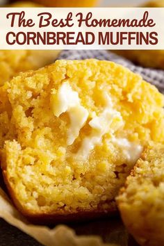 the best homemade cornbread muffins with cream cheese on top is cut in half