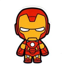 the iron man sticker is shown in red and yellow