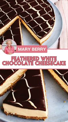 Mary Berry Feathered White Chocolate Cheesecake White Chocolate Cheesecake Recipes, Chocolate Cheesecake Recipe, Chocolate Line