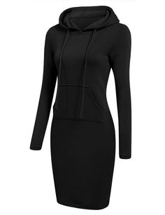 Long Sleeve Sweatshirt Hooded Dress - Uniqistic.com Hooded Sweater Dress, Hooded Sweatshirt Dress, Hooded Dress, Body Con Dress, Sweater Dress Women, Hooded Sweater, Sweatshirt Dress, Casual Pullover, Pullover Sweatshirts