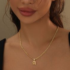 Personalize your own necklace with your initial, or surprise them with a customized gift. Gothic Letters, Gothic Font, 18k Gold Chain, Single Letter, The Gothic, Rose Gold Metal, Cuban Chain, Letter Necklace, Precious Jewelry