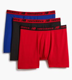 New Balance 3-Pack Mesh Boxer Briefs Underwear in Royal/black/red, Size 2X (46 X 48) | Polyester/Spandex | Assorted Red Multi-pack Sports Bottoms, Red Stretch Multi-pack Boxer Briefs, Red Sporty Boxer Briefs For Training, Red Moisture-wicking Boxer Briefs For Sports, Red Moisture-wicking Sporty Boxer Briefs, Sporty Red Multi-pack Boxer Briefs, Sporty Stretch Red Boxer Briefs, Red Stretch Sporty Boxer Briefs, Sporty Red Multipack Boxer Briefs