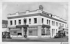 an old black and white photo of a building