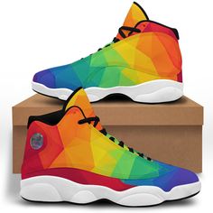 AIO Pride - LGBT Pride Men's/Women's Sneakers Microfiber leather upper with rounded toe construction. Lace-up closure for a snug fit. Rubber out-sole pods are strategically placed to optimize traction and flexibility. High-quality rubber out-sole for traction and exceptional durability. Multicolor High-top Leather Basketball Shoes, Modern Custom Sneakers With Fade-resistant Round Toe, Modern Fade-resistant High-top Sneakers With Round Toe, Multicolor Leather Basketball Shoes With Round Toe, Multicolor Leather Basketball Shoes, Fade-resistant Leather Sneakers With Round Toe, Multicolor Leather Basketball Shoes With Cushioned Footbed, Mid-top Custom Leather Sneakers Fade-resistant, Mid-top Fade-resistant Leather Custom Sneakers