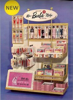 an advertisement for barbie's clothes and accessories on display