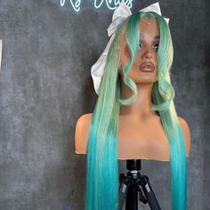 Product Details: Lace Front Wig Virgin Human Hair Custom Color Wig *Cap Style-Lace Front Wig *Material-Virgin Human Hair *Color-Same As Picture *Density-150% *Cap Size-Medium Powder Blue Hair, Teal Wig, Blue Ombre Wig, Blue Lace Front Wig, Hair Extensions For Short Hair, Wig Material, Blue Wig, Human Hair Color, Wig Color