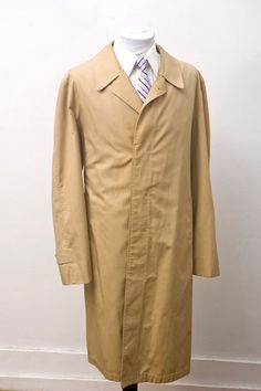 Men's Overcoat / Vintage Christian Dior Khaki Jacket / Size 44 Large Classic Tailored Beige Pea Coat, Classic Gabardine Pea Coat, Classic Beige Pea Coat For Formal Occasions, Classic Brown Pea Coat, Solid Gabardine Outerwear With Concealed Placket, Classic Single-breasted Beige Pea Coat, Classic Beige Single Breasted Pea Coat, Classic Beige Single-breasted Pea Coat, Classic Long Gabardine Coat