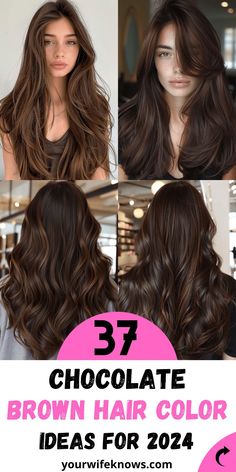 Rich Chocolate Brown Hair With Highlights, Cocoa Brown Balayage, Chocolate Brown Hair Curly, Chocolate Cake Hair, Deep Brown Hair Color, Brown Hair Colors Chocolate, Espresso Brunette, Rich Chocolate Brown Hair, Chocolate Brown Hair Color Ideas