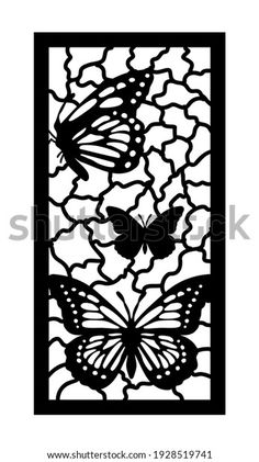 the silhouette of a butterfly on a white background, with black and white outlines