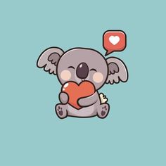 a koala bear holding a heart in its paws