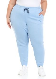 Made for comfort and classic appeal, these active joggers from Ocean + Coast are slightly textured with a drawstring elastic waistband. | Ocean + Coast Women's Plus Size Active Joggers, Blue, 4X Sporty Blue Joggers With Drawstring, Blue Spring Joggers With Drawstring, Leisure Blue Joggers With Drawstring, Blue Joggers With Drawstring For Spring, Blue Relaxed Fit Joggers With Drawstring, Relaxed Fit Blue Joggers With Drawstring, Blue Rain, Fashion Joggers, Plus Size Outfits