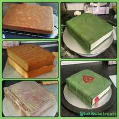 a collage of photos showing different types of cake