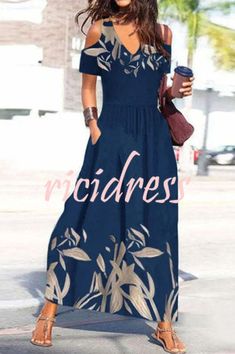 Sukienki Maksi, Pretty Maxi Dress, Cold Shoulder Maxi Dress, Cold Shoulder Styles, Maxi Dress Outfit, Short Sleeve Maxi Dresses, Maxi Robes, Vestido Casual, Aaliyah