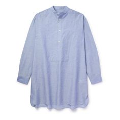 Loro Piana's 'Suwako' shirt has been crafted in Italy from a linen and cotton-blend that's particularly light and airy, making it ideal for sunny holidays. Patterned in subtle stripes, it's topped with a relaxed grandad collar and has a back box pleat to enhance the loose fit. Traditional Long Sleeve Linen Shirt, Blue Linen Shirt With Placket, Blue Linen Tops For Daywear, Blue Linen Shirt For Daywear, Long Sleeve Linen Kurta For Work, Plain Shirts, Loro Piana, Striped Linen, Formal Shirts