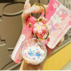 Backpack Charm Or Keychain With Wrist Strap.Makes A Little Rattle Noise From The Beads In The Globe.So Cute Cinnamoroll Keychain, Fun Crafts For Teens, Sanrio Accessories, Anime Keychain, Hello Kitty Keychain, Keychain Acrylic, Kawaii Accessories, Backpack Charm, Hello Kitty Iphone Wallpaper