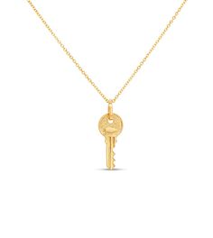 14k Gold Key Charm Necklace - 14K  - Olive & Chain Fine Jewelry Gold Key Necklace, Key Charm Necklace, Gold Key, Key Necklace, Charm Pendant Necklace, Paper Clip, Charm Pendant, Charm Necklace, Yellow Gold