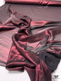 Italian Crinkled Silk Chiffon with Metallic Foil Print - Lustrous Merlot/Black | FABRICS & FABRICS – Fabrics & Fabrics Luxury Elegant Raw Silk Fabric, Luxury Festive Raw Silk Fabric, Kerala Saree Blouse Designs, Sewing Aesthetic, Fabric Photography, Draping Fashion, Make Your Own Clothes, Trendy Fashion Tops, Metallic Fabric