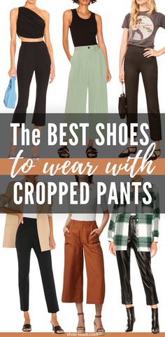 15 Best Shoes to Wear with Cropped Dress Pants & Capris for Women Shoe Pants Pairing, Pants And Shoes Guide Women, Shoes For Tapered Pants, Shoes For Different Pants, Dress Capris Outfits Work, Tan Cropped Pants Outfit, Ankle Pants Shoes, Which Shoes To Wear With Pants, Wide Leg Capris Outfit