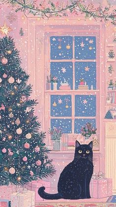 Christmas Phone Inspo Wallpaper, Cute Wallpaper Christmas Aesthetic, Christmas Cat Phone Wallpaper, Magical Christmas Wallpaper, Christmas Themed Background, Cute Wallpapers Aesthetic Christmas, Cute Winter Iphone Wallpaper, Vintage Christmas Phone Wallpaper, Christmas Phone Wallpaper Vintage