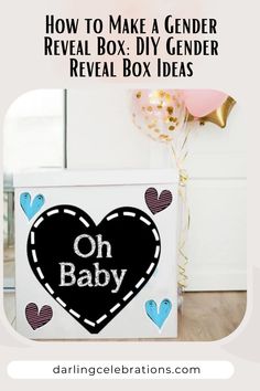 Visit Website Gender Reveal Box Diy, How To Make A Gender Reveal Box Diy, Gender Reveal Drop Box Diy, Gender Reveal With Box And Balloons, Diy Big Box Gender Reveal, Black And White Balloons, Gender Reveal Signs, Bubblegum Balloons