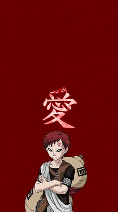 an anime character with red hair is holding a bag in front of a red background