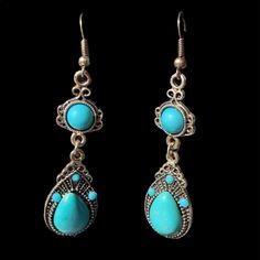 Artisan Turquoise Dangle Earrings Silver Plated New - Earrings Have Only Been Taken Out Of The Packaging To Be Photographed. ~ Weight: 0.3 Oz ~ Drop Length: 2" Blue Bohemian Teardrop Earrings Nickel Free, Turquoise Teardrop Metal Earrings, Pandora Heart Earrings, Dressy Earrings, Kate Spade Earrings Stud, Turquoise Dangle Earrings, Dangle Earrings Silver, Black Earrings Dangle, Turquoise Earrings Dangle