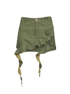 Denim Skirt Pants – ARCANA ARCHIVE Cotton Bottoms With Belt Loops For Spring, Spring Cotton Bottoms With Belt Loops, Spring Khaki Cargo Pants, Spring Khaki Cotton Bottoms, Fitted Khaki Short Pants, Khaki Fitted Shorts, Fitted Khaki Short Bottoms, Khaki Short Pants For Spring, Fitted Cotton Short Pants