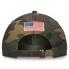 Support your team while enjoying your other favorite outdoor activities. This new Officially Licensed NCAA Woodland Camo hat is made from garment washed cotton with a self adjustable strap on the back. Your team loyalty will not be mistaken with a front logo and embroidered team name on the bill! Military Style Snapback Baseball Cap In Cotton, Collegiate Cotton Hats For Outdoor, Outdoor Camouflage Cotton Baseball Cap, Casual Trucker Hat For Baseball Season And Outdoor Activities, Adjustable Camouflage Cotton Baseball Cap, Cotton Snapback Baseball Cap For Sports Fans, Adjustable Cotton Camouflage Baseball Cap, Camouflage Sports Cap, Adjustable Baseball Cap Made In Usa For Outdoor