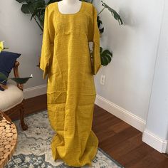 Modest Linen Blend Maxi Dresses Size 58 L Nwt Sleeve 22 Length 58 Pit To Pit 29 Comfortable Plus Size Curvy Gifts Get Well Care Package Kimono, Breathable, Natural & Luxurious Fabri Effortlessly, Free Style, Dashiki, Mumu Boho Coverup Kaftan Caftan, Bohemian Vacation, Lounge Celebration, Party Queen Luxury Cruise Wear Wedding Bridal Party Baby Shower Girls Night Out In Extended Sizes Unisex Everyday Dressy Mom Mothers Mom In Law Mother In Law One Size One Size Fits Most Bollywood Global And Trad Long Yellow Dress For Daywear, Yellow Tunic Maxi Dress For Spring, Yellow Tunic Dress For Spring, Casual Yellow Tunic Maxi Dress, Yellow Long Daywear Dress, Yellow Maxi Dress For Daywear, Long Yellow Daywear Dress, Yellow Cotton Dress With Relaxed Fit, Casual Fitted Mustard Maxi Dress