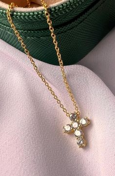 Cubic Zirconia Cross Necklace With Clavicle Chain, Dainty Cubic Zirconia Cross Necklace, Dainty Cross Necklace In Cubic Zirconia, Tiny Cross Necklace, Dainty Cross Necklace, Astoria Ny, Tiny Cross, Inspired Jewelry, Necklace Dainty