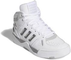 White Urban Mid-top Skate Shoes, Adidas White High-top Sneakers With Abzorb Midsole, Adidas White High-top Basketball Shoes, Adidas Mid-top Basketball Shoes With White Sole, Adidas White High-top Sneakers With Cushioned Midsole, Plush Shoes, 80s Basketball, Mid Shoes, Mid Top Sneakers