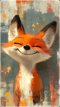 a painting of a fox with its eyes closed