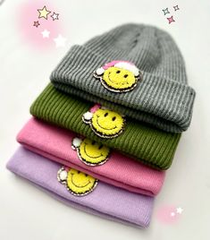 "Girls Santa Smiley Patch Beanies! Can you say ADORABLE??!! These beanies will keep your kiddos warm in the cold, while looking oh so stylish. These also make the BEST gifts and stocking stuffers.  🎅🏼😃 Avaliable in 5 colors: 1. PINK 2. GRAY 3. NAVY 4. LILAC  5. FOREST here's how to order: 1. Select your color in the drop down menu. 2.  Click Add to Cart, then go back and repeat for each top. SIZING: *beanies are a classic fit--and are rec comfy or ages 2-12. Want to see even more? Or grab the Christmas Sunnies to match-- Check out my FULL Shop! www.eyecandyandfluff.etsy.com  CAREPat any spots out with a cloth *Do not put in washer  *Always air dry *Do not dry clean  Seller is not responsible for customers not following care instructions. * Each beanie is made to order and will be ready Toddler Beanie, Christmas Beanie, Model Call, Patch Kids, Christmas Hat, Christmas Girl, Smiley Face, Toddler Girls, Kids Christmas