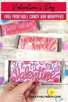 valentine's day free printable candy bar wrappers with the title overlay