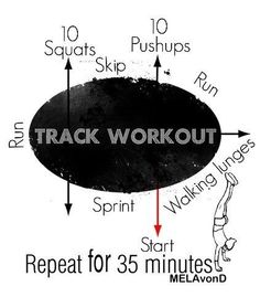 a black and white poster with the words track workout