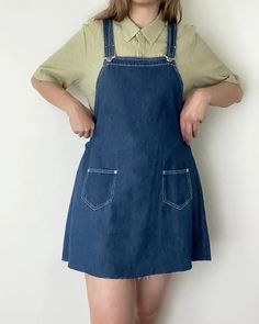 [berry stained lips and freckled shoulders] Score major vibes with this vintage denim overall dress. With pockets, a raw hem, and straps with buckles, you'll be stylin' like a '90s dream. Snatch up this perfect wardrobe staple and get ready for the best summer ever! •Straps with overall buckles •Loose fit•Front pockets Overalls Dress Outfit, Thrift Outfits Ideas, 60s Inspired Outfits, Stained Lips, Best Summer Ever, Vintage Street Style, Cape Costume, Strawberry Dress, Denim Overall Dress