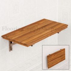 Teak Wall Mount Fold-Down Bench 30 Wall Mounted Folding Table, Teak Shower Bench, Fold Down Table, Wall Mounted Table, Wall Mounted Desk, Teak Wall, Shower Bench, Wall Desk, Folding Furniture