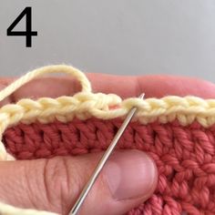 the crochet stitch is being worked on