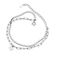 This Double Chain Disk Bracelet is a modern style bracelet with anti-allergic and durable finish that makes it blend with any outfit. Modern Silver Double Chain Bracelet, Silver Bracelets With Double Chain And Adjustable Fit, Adjustable Silver Double Chain Bracelet, Modern Metal Chain Bracelet With Double Chain, Trendy Metal Link Bracelets, Silver Double Chain Bracelet, Modern Round Charm Bracelet With Chain, Silver Bracelets With Double Chain As A Gift, Trendy Metal Link Charm Bracelet