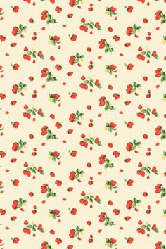 a white background with red flowers and green leaves on the bottom right corner is an off - white wallpaper