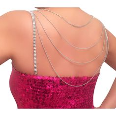 Get 2 Draping Back, Tier Beads (Silver) Rhinestone Dress Straps by PIN STRAPSTM that are adjustable, detachable and adds four layers of dazzling crystals and alternating dainty beads to your outfit while also providing ultimate security to your garments. Hooks On & Pins OnUnlike other straps, you can Hook On and Pin On instantly, discreetly, and securely to use with all your outfits without needing bra loops (no sewing), using our straps' one-of-a-kind "pin-latch" hooks. Add to All Your Garments Silver Rhinestone Dress, Strapless Outfits, Dress Straps, Strapless Dresses, Neck Jewellery, Rhinestone Dress, Silver Rhinestone, Back Dress, Dresses Strapless