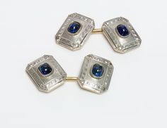 Edwardian Cufflinks.Antique Edwardian platinum and gold cabochon sapphire cufflinks. Antique & Vintage Cufflinks Classic Intaglio Earrings For Formal Events, Classic Intaglio Earrings For Formal Occasions, Formal Sapphire Cabochon Jewelry, Polished White Gold Jewelry For Business, White Gold Polished Jewelry For Business, White Gold Jewelry With Polished Finish For Business, Art Deco Formal Jewelry With Screw Back, Luxury Cabochon Jewelry For Formal Occasions, Formal Art Deco Jewelry With Screw Back