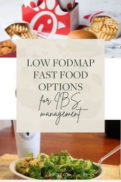 text reading "Easy Low FODMAP Fast Food Options for IBS Management" over pictures of some of the low fodmap options Low Fodmap Elimination Phase, Fodmap Elimination Phase, Low Fodmap Diet Food Lists, Fodmap Elimination Diet, Fodmap Diet Food Lists, Fodmap Food List, Ibs Friendly Food, Fodmap Diet Plan, Low Fodmap Meals