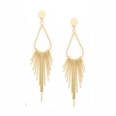 Long Tassel Earrings in Gold or Silver | Hollywood Sensation® Chic Metal Dangle Clip-on Earrings, Elegant Metal Dangle Tassel Earrings, Elegant Metal Tassel Earrings, Elegant Metal Jewelry With Tassels, Metal Tassel Earrings For Party, Elegant Metal Tassel Drop Earrings, Elegant Metal Tassel Jewelry, Trendy Gold Fringe Earrings, Elegant Clip-on Earrings With Latkans