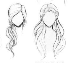 Fashion Design Hair Sketch, Learn How To Sketch Fashion, Fashion Illustration Hairstyles Sketches, Croqui Hairstyles, Croquis Hairstyles, Long Hair Drawing Reference Front View, Sketches Of Hairstyles, Drawing Clothes Outfits Sketch Pencil, Female Hair Sketch